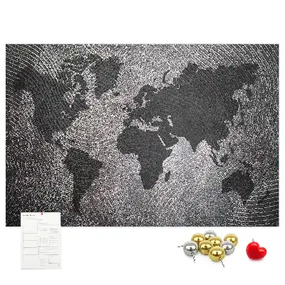 Cork Memo Board with Concrete World Map Design