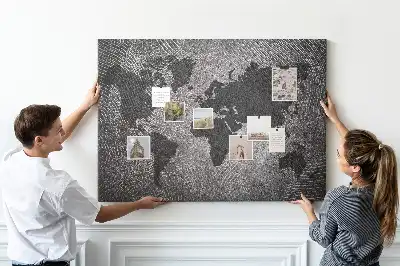 Cork memo board Concrete world map