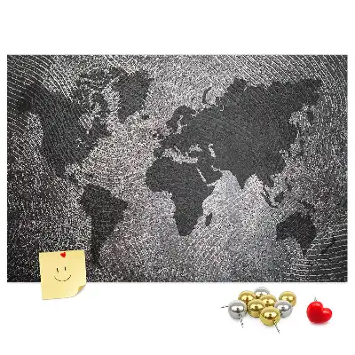 Cork memo board Concrete world map