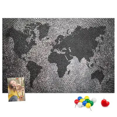 Cork Memo Board with Concrete World Map Design