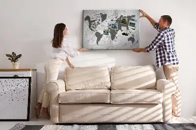 Printed Cork Board Concrete world map