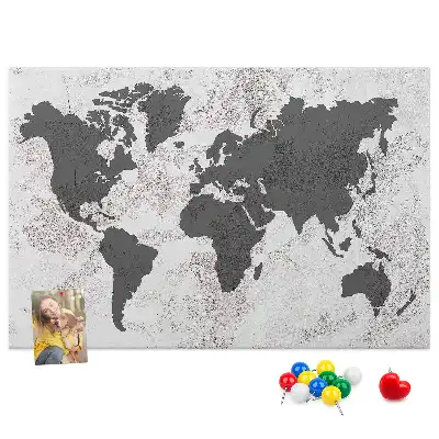 Printed Cork Board Concrete world map