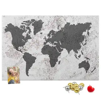 Printed Cork Board Concrete world map