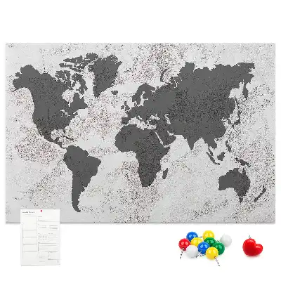 Printed Cork Board Concrete world map