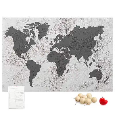 Printed Cork Board Concrete world map