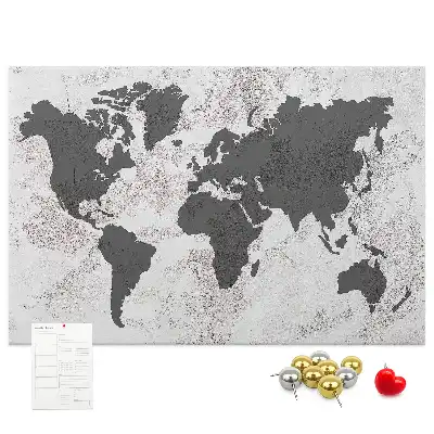 Printed Cork Board Concrete world map
