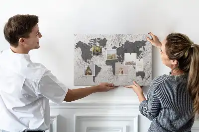 Printed Cork Board Concrete world map