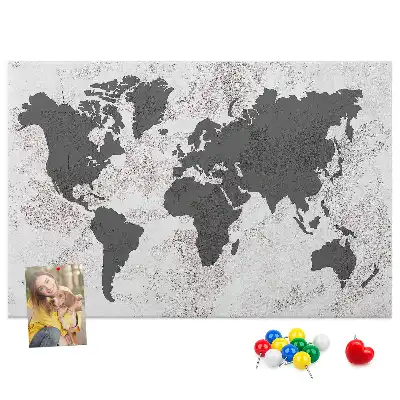 Printed Cork Board Concrete world map