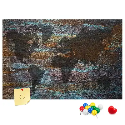 Printed Cork Memo Board Rust world map
