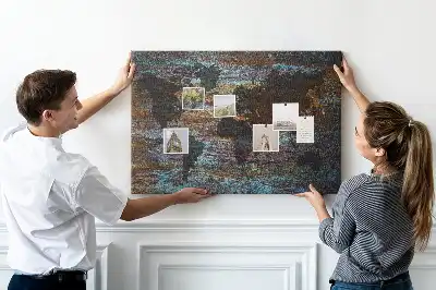 Printed Cork Memo Board Rust world map