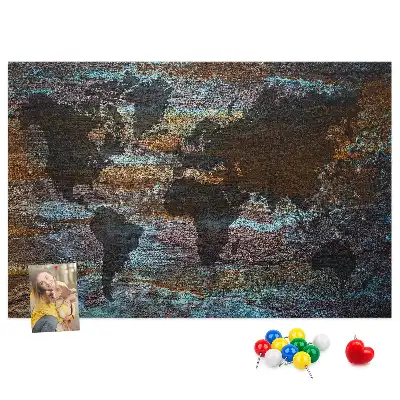 Printed Cork Memo Board Rust world map