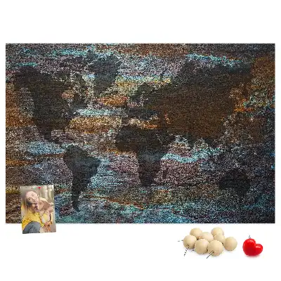 Printed Cork Memo Board Rust world map