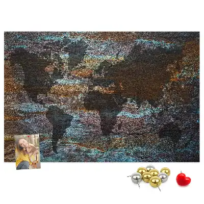 Printed Cork Memo Board Rust world map
