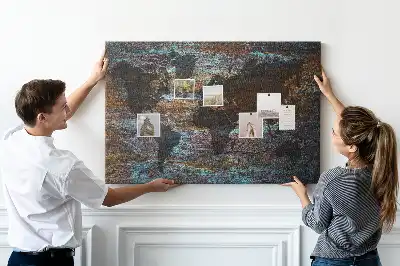 Printed Cork Memo Board Rust world map