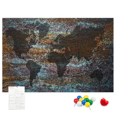 Printed Cork Memo Board Rust world map