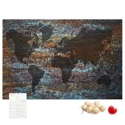 Printed Cork Memo Board Rust world map