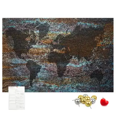 Printed Cork Memo Board Rust world map