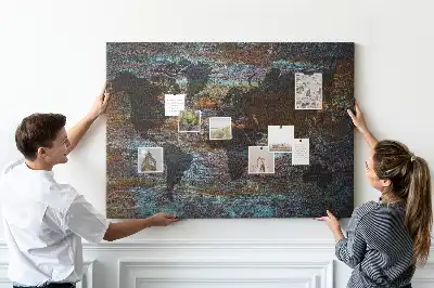 Printed Cork Memo Board Rust world map