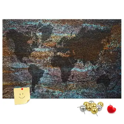 Printed Cork Memo Board Rust world map