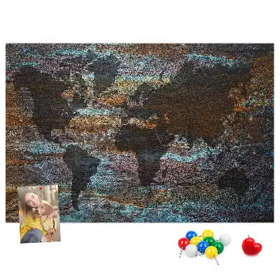 Printed Cork Memo Board Rust world map