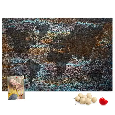 Printed Cork Memo Board Rust world map