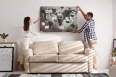 Cork Memo Board with Concrete World Map