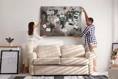 Cork Memo Board with Concrete World Map
