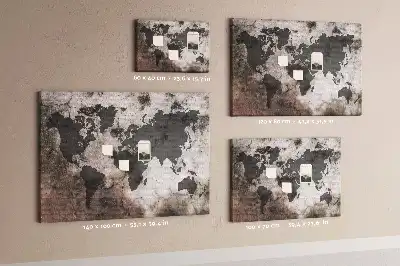Cork Memo Board with Concrete World Map