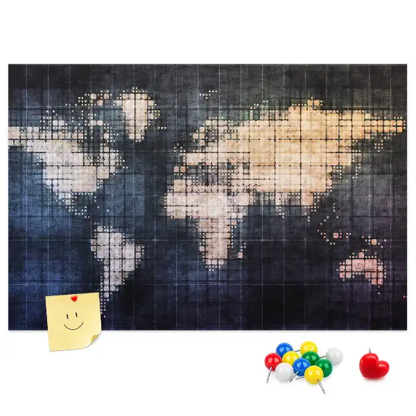 Printed Abstract World Map Cork Memo Board