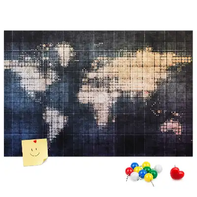 Printed Cork Memo Board Abstract world map