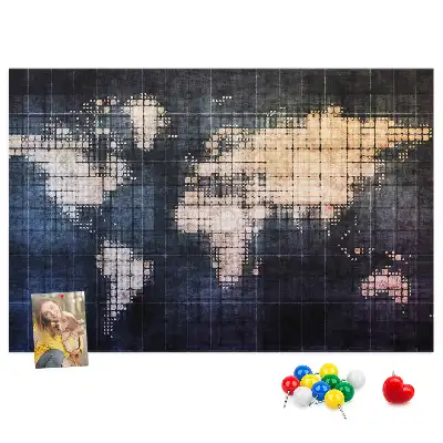 Printed Abstract World Map Cork Memo Board