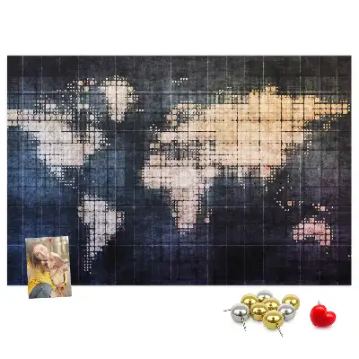 Printed Abstract World Map Cork Memo Board