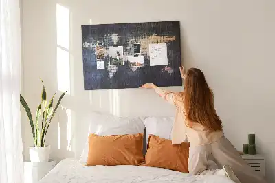 Printed Abstract World Map Cork Memo Board
