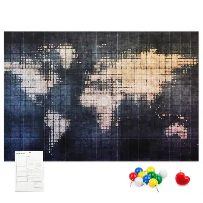 Printed Abstract World Map Cork Memo Board