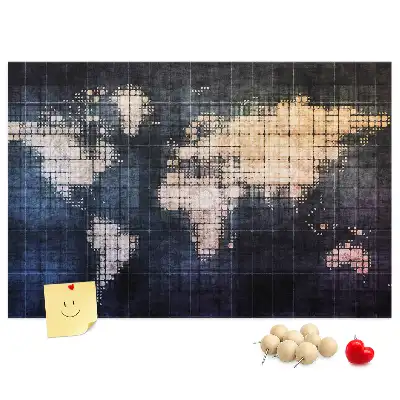 Printed Abstract World Map Cork Memo Board