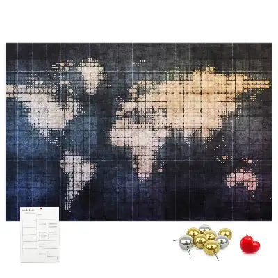 Printed Abstract World Map Cork Memo Board