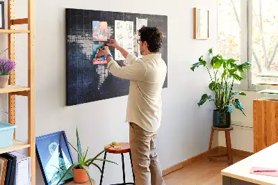 Printed Abstract World Map Cork Memo Board