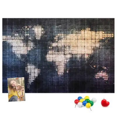 Printed Abstract World Map Cork Memo Board