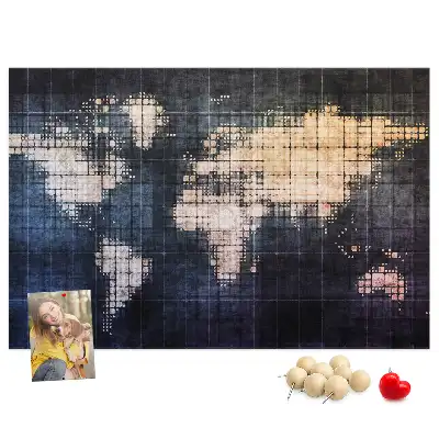Printed Abstract World Map Cork Memo Board