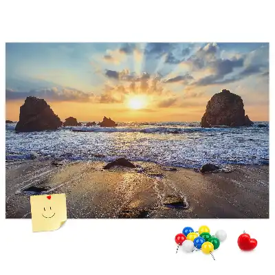Printed Cork Board Sunset on the beach