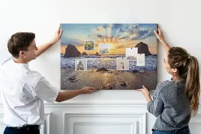 Printed Beach Sunset Cork Board