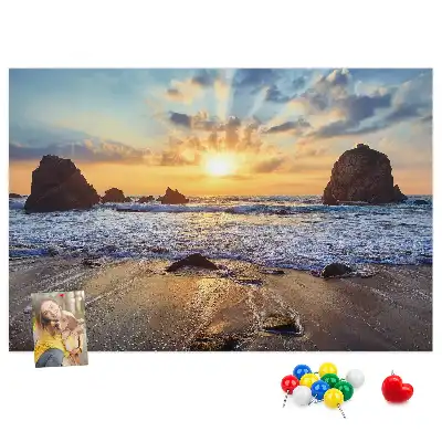 Printed Cork Board Sunset on the beach