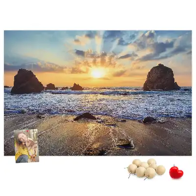 Printed Beach Sunset Cork Board