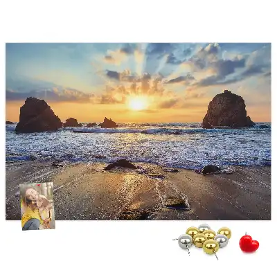 Printed Beach Sunset Cork Board