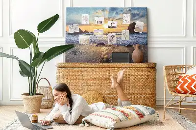Printed Beach Sunset Cork Board