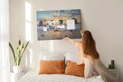 Printed Cork Board Sunset on the beach
