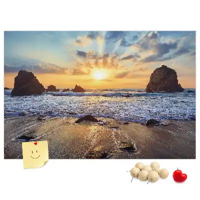 Printed Beach Sunset Cork Board
