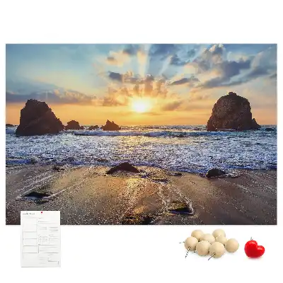 Printed Beach Sunset Cork Board
