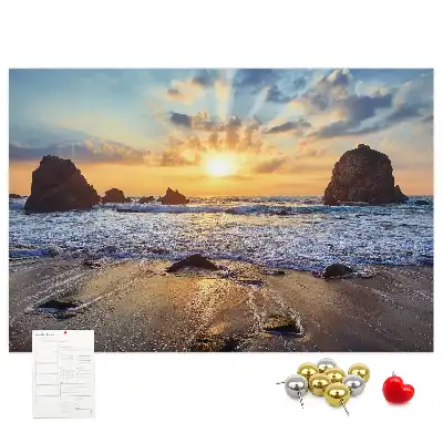 Printed Beach Sunset Cork Board