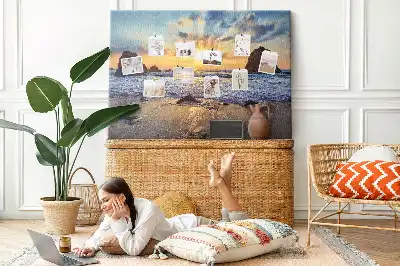 Printed Cork Board Sunset on the beach